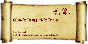 Almássy Mária névjegykártya